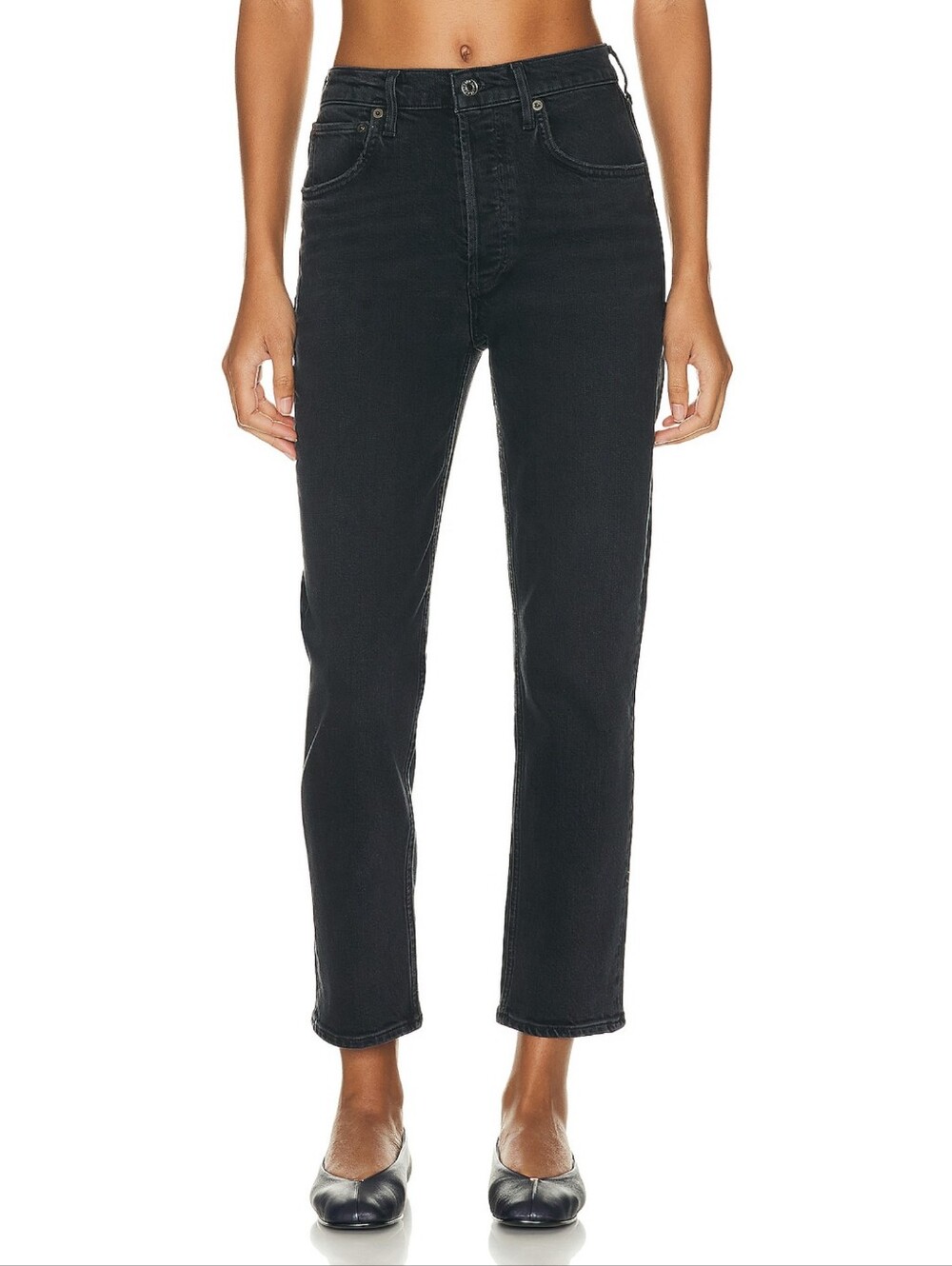 Agolde Riley High Rise Straight Crop in faded black wash
